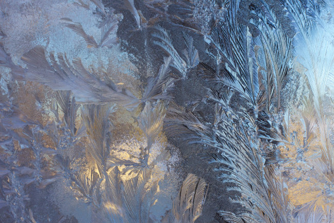 Exquisite picture of frost on window in the bathroom